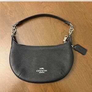 Coach Pebbled Black Leather Shoulder Bag black Mini Peyton coach bag